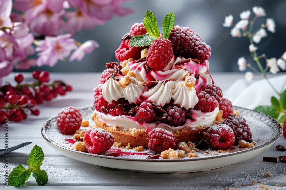 Refreshing and delicious desert - cake with berries Refreshing and delicious desert - cake with berries