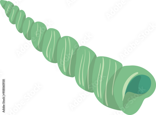 Green conch icon. Color seashell. Beach symbol