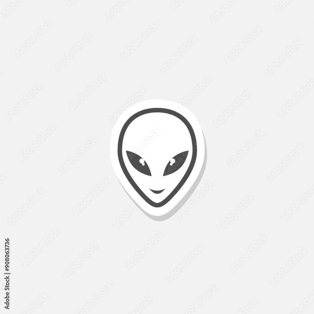 Extraterrestrial alien face or head icon sticker isolated on gray background Extraterrestrial alien face or head icon sticker isolated on gray background