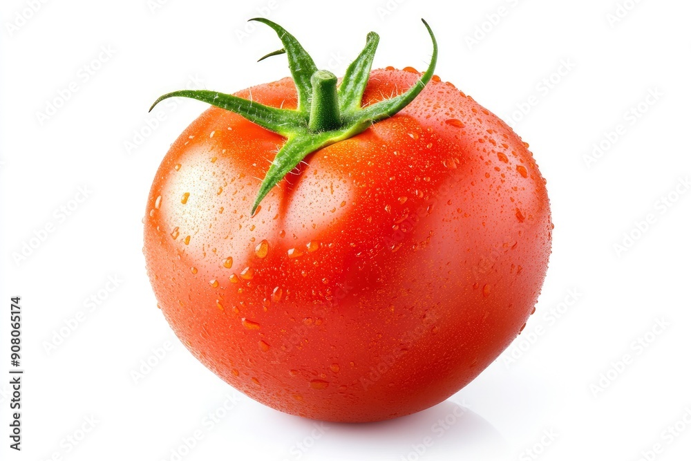 Tomato isolated on white background, clipping path, full depth of field, ai Tomato isolated on white background, clipping path, full depth of field, ai