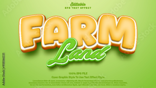 Farm land text effect, editable text bold and fun style.