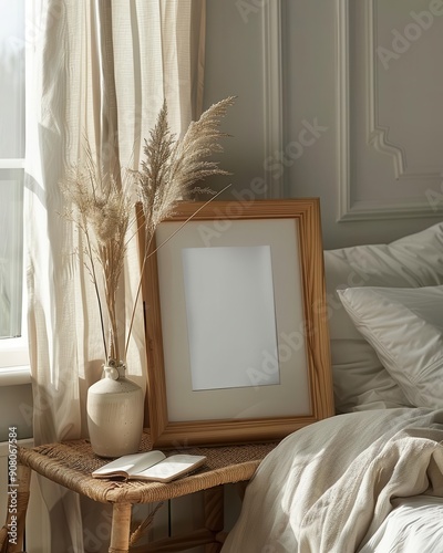 Blank digital frame on a nightstand, ready to display favorite moments