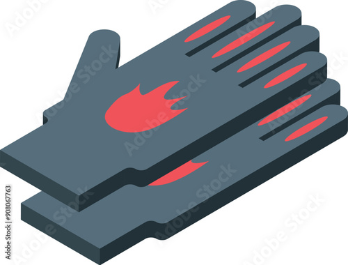 Fireproof gloves protecting hands from burns and heat, safety equipment for firefighters and workers in hazardous environments