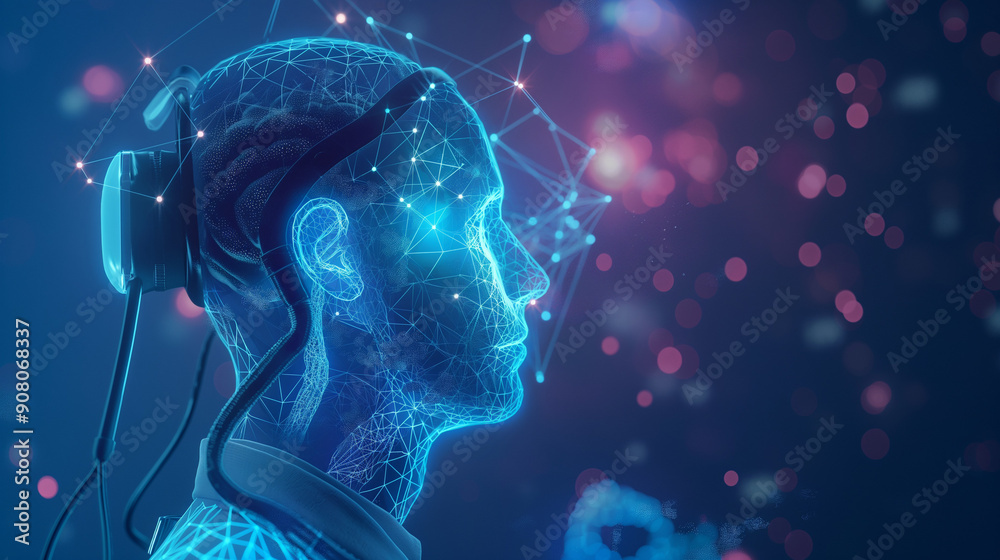 A digital brain made of circuit boards and glowing lines A digital brain made of circuit boards and glowing lines