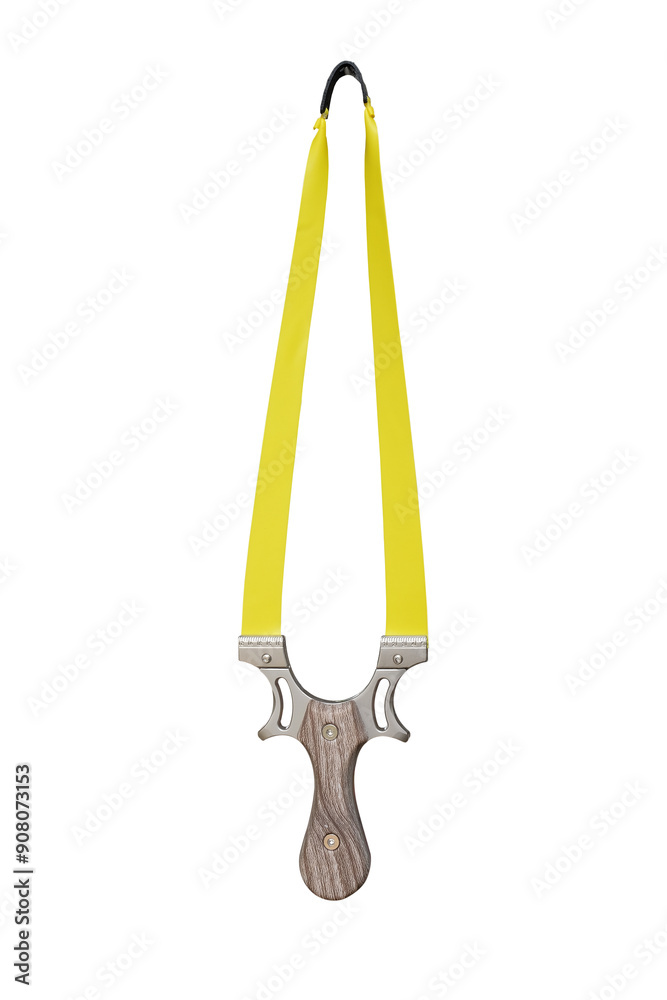 Modern slingshot or catapalt made by metal on white background. Modern slingshot or catapalt made by metal on white background.