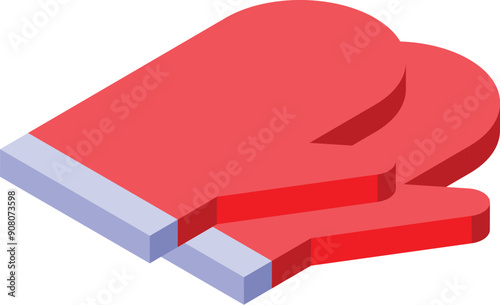 Two red oven mitts are lying on a white background with a slight shadow