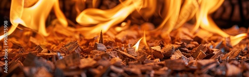 Burning Wood chip texture Generative AI