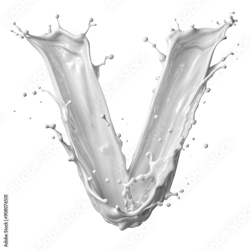 The letter V made of milk and paint