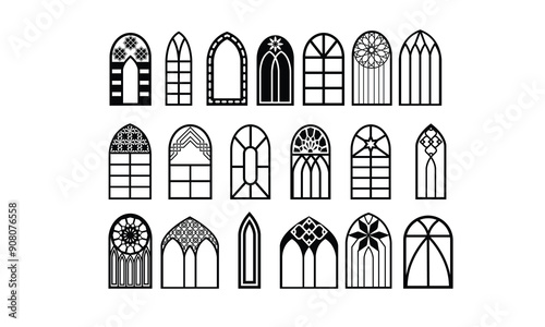 Window Vector bundle, Clipart, Silhouette, Vector, icons, illustration, design.