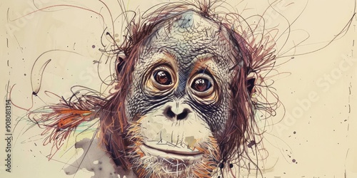 Color Splash Orangutan Illustration photo