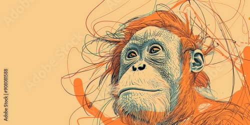 Color Splash Orangutan Illustration photo