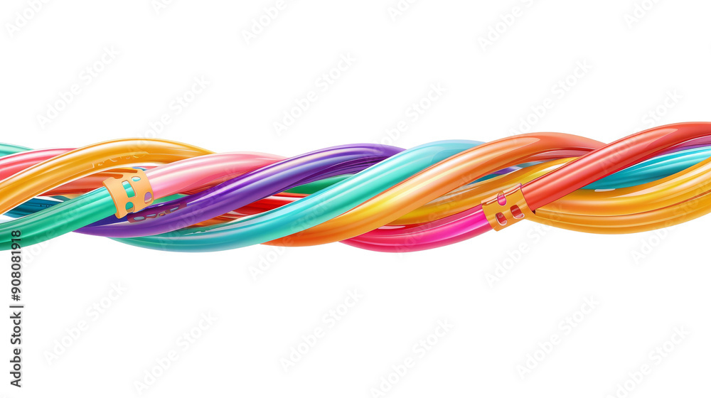 Abstract colorful ribbons intertwined in a dynamic pattern. Vibrant and playful design for digital and print media. Abstract colorful ribbons intertwined in a dynamic pattern. Vibrant and playful design for digital and print media.