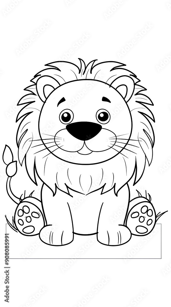 Obraz premium Coloring page of an adorable lion, page for children