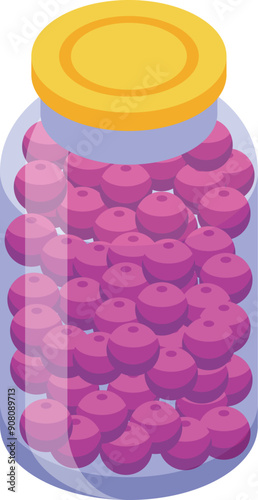 Glass jar full of pink sweet candied agar balls, a delicious and visually appealing treat