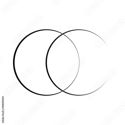 Simple overlapping circles vector drawing, diagram icons in line style design for website, app, UI, also interlocked rounds style. Isolated on white background. Vector illustration. Eps file 26.