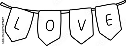 Party triangle flags for love, Valentine element
