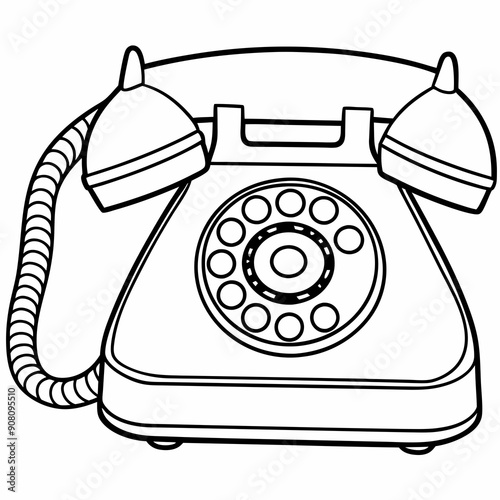 Classic landline telephone  art vector illustration