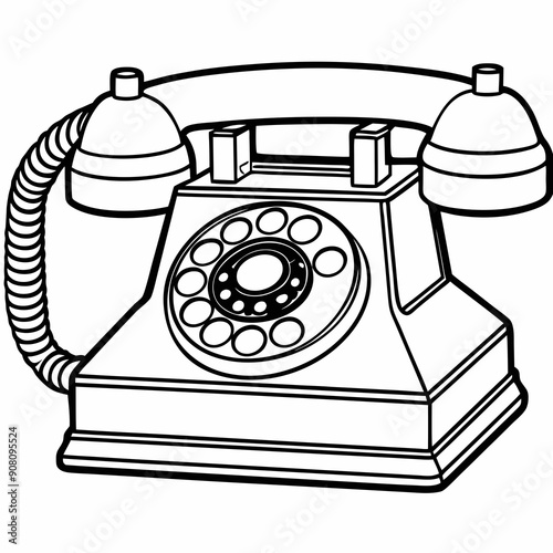 Classic landline telephone  art vector illustration