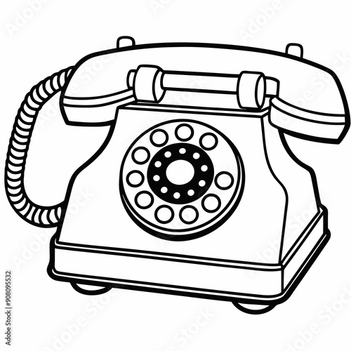 Classic landline telephone  art vector illustration