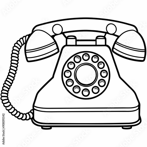 Classic landline telephone  art vector illustration