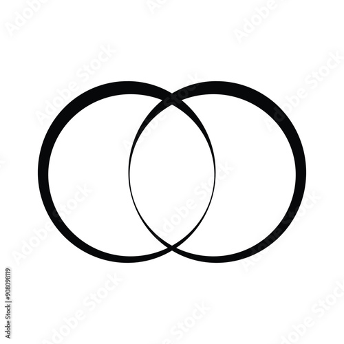 Simple overlapping circles vector drawing, version with three to seven objects, also interlocked rounds style. Vector illustration on white background. Eps file 29.