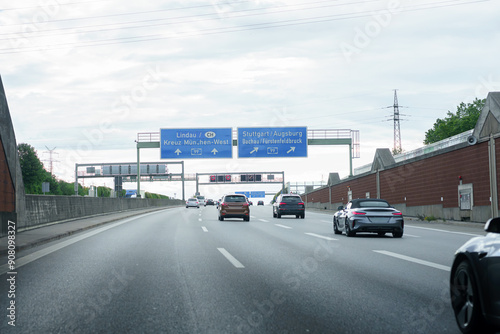 Electronic board and road signs on the motorway.