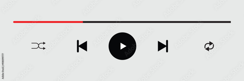 audio or video player progress loading bars with time slider, play and pause, rewind and fast forward buttons. Templates of media player playback panel interface. Vector illustration. Eps file 40. audio or video player progress loading bars with time slider, play and pause, rewind and fast forward buttons. Templates of media player playback panel interface. Vector illustration. Eps file 40.