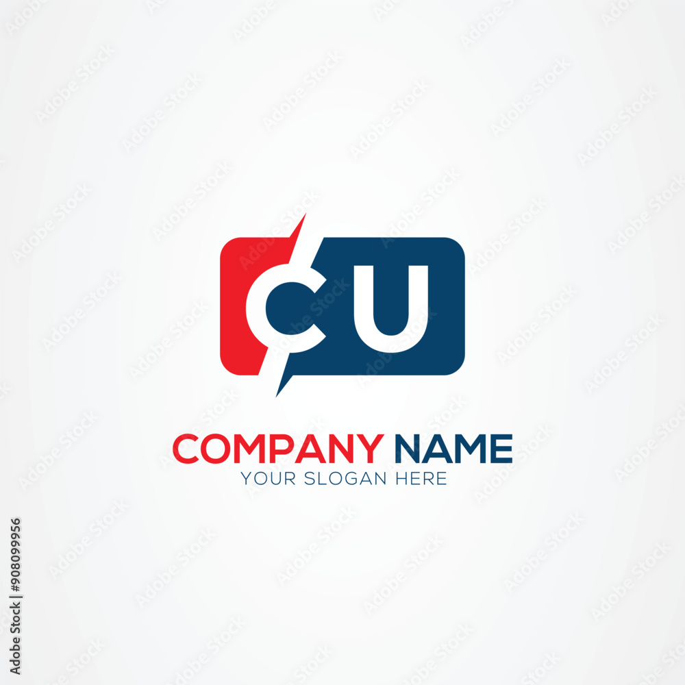 Obraz premium CU or UC Creative Modern Letters Logo Design Element