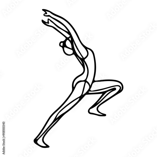 Vector illustration, Line art of yoga poses, simple line style, elegant and sophisticated silhouettes, black outlines on a white background