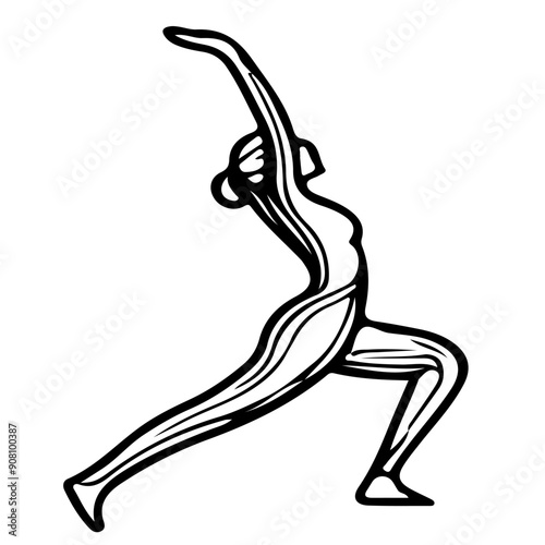 Vector illustration, Line art of yoga poses, simple line style, elegant and sophisticated silhouettes, black outlines on a white background