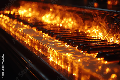 Piano on Fire. Generative AI