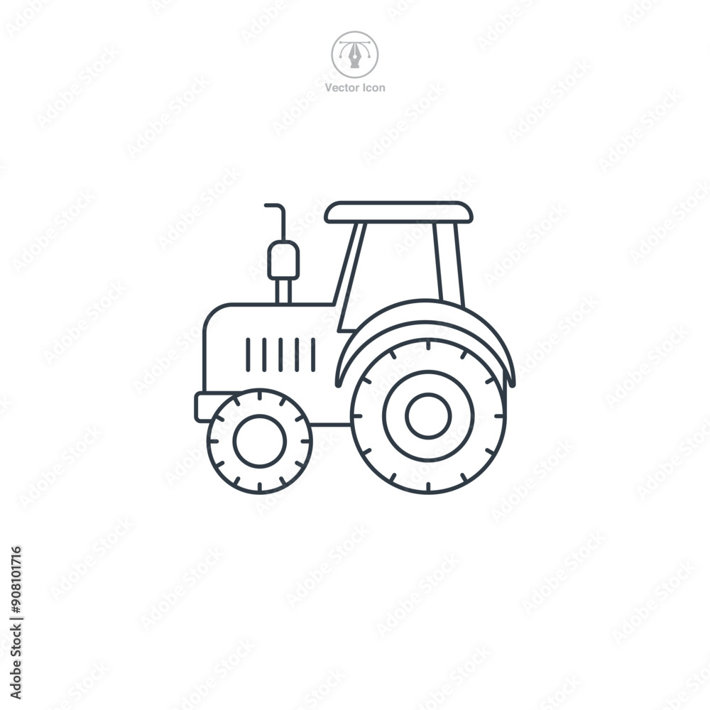 Obraz premium Tractor icon symbol vector illustration isolated on white background