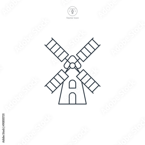 Windmill icon symbol vector illustration isolated on white background