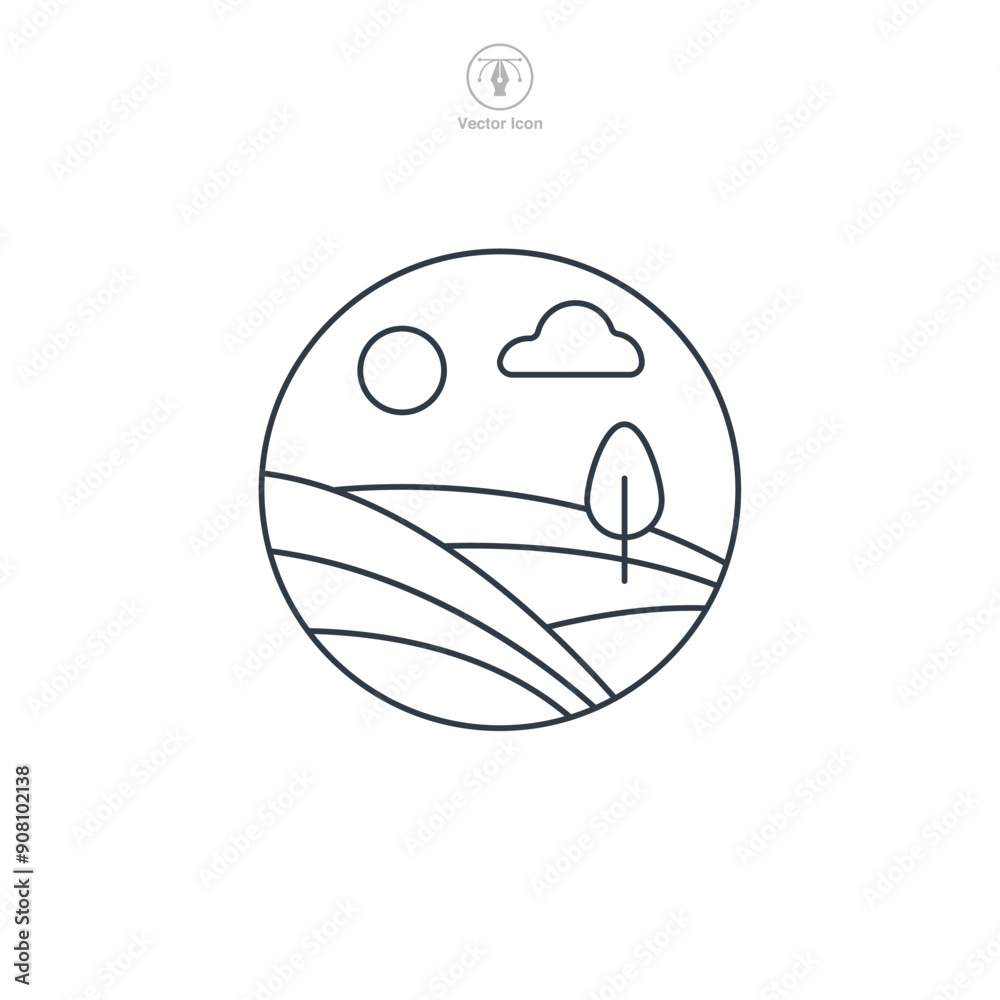 Field icon symbol vector illustration isolated on white background