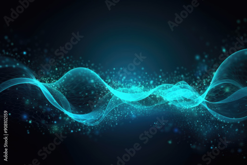 generated illustration of Abstract digital wave background with particles.