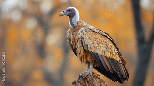 Cinereous vulture perched majestically, displaying its powerful raptorial features.