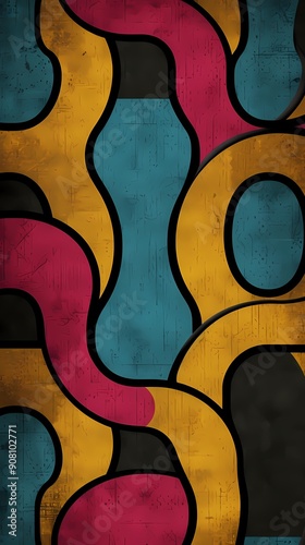 Abstract colorful background with textured shapes.