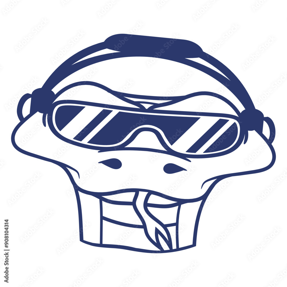Fototapeta premium DJ Snake Head Sunglasses Headphone Animal Techno Sound Disco Dance Club Music Lover Party Time Mixing Console Record Player Vinyl Plate Deejay Mixer Love Happy Funny Cute Cool Comic Cartoon Drawing