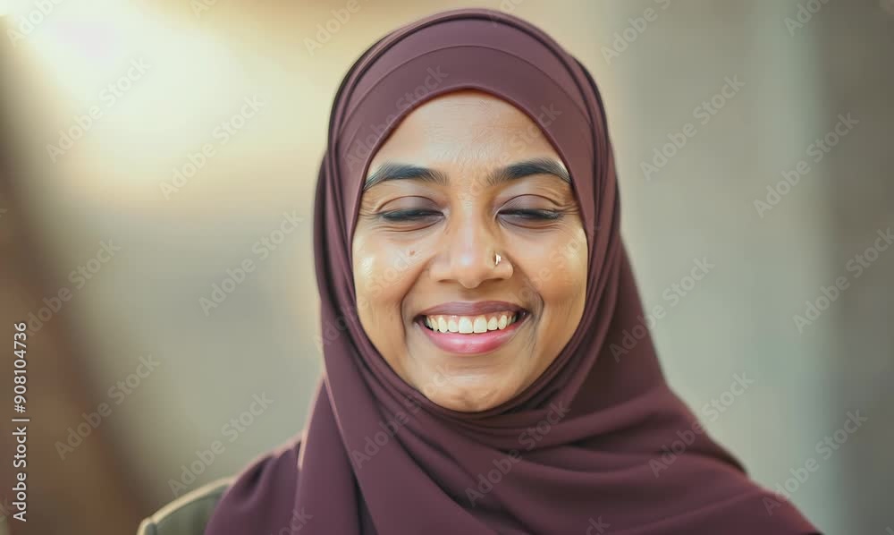 Portrait of beautiful asian muslim woman wearing hijab smiling at camera Portrait of beautiful asian muslim woman wearing hijab smiling at camera
