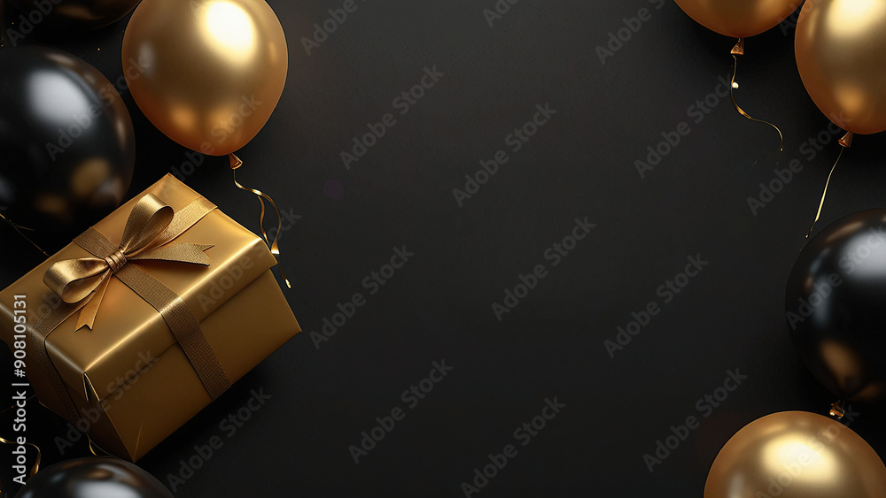 Free Photo Black Friday sale is a gold gift box and ballon with a black background Free Photo Black Friday sale is a gold gift box and ballon with a black background