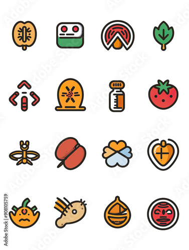 A collection of colorful cartoon icons representing various objects and ideas.., generative ai image