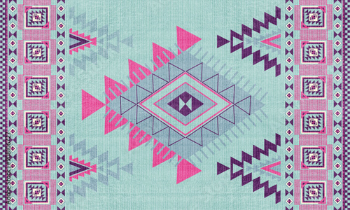 Navajo tribal vector seamless pattern. Native American ornament. Ethnic South Western decor style. Boho geometric ornament. Vector seamless pattern. Mexican blanket, rug. Woven carpet illustration