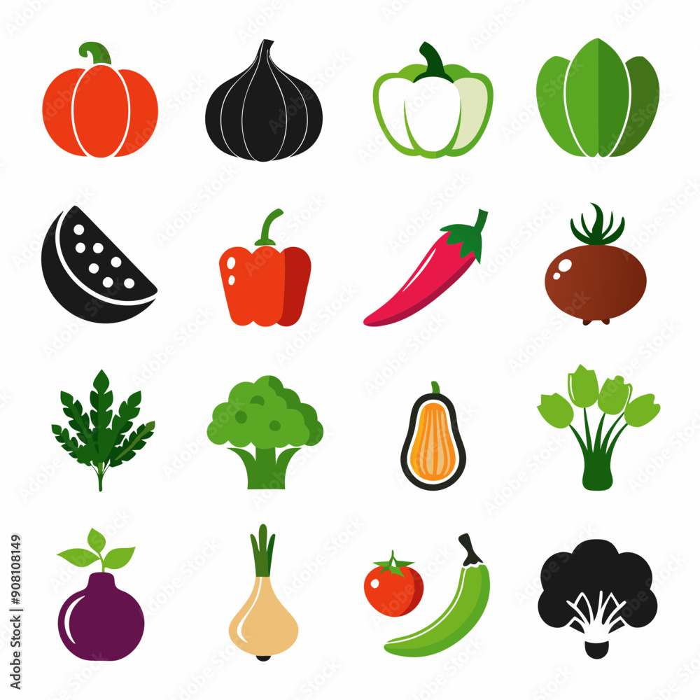 A set of 16 black outline icons of al fruta vector A set of 16 black outline icons of al fruta vector