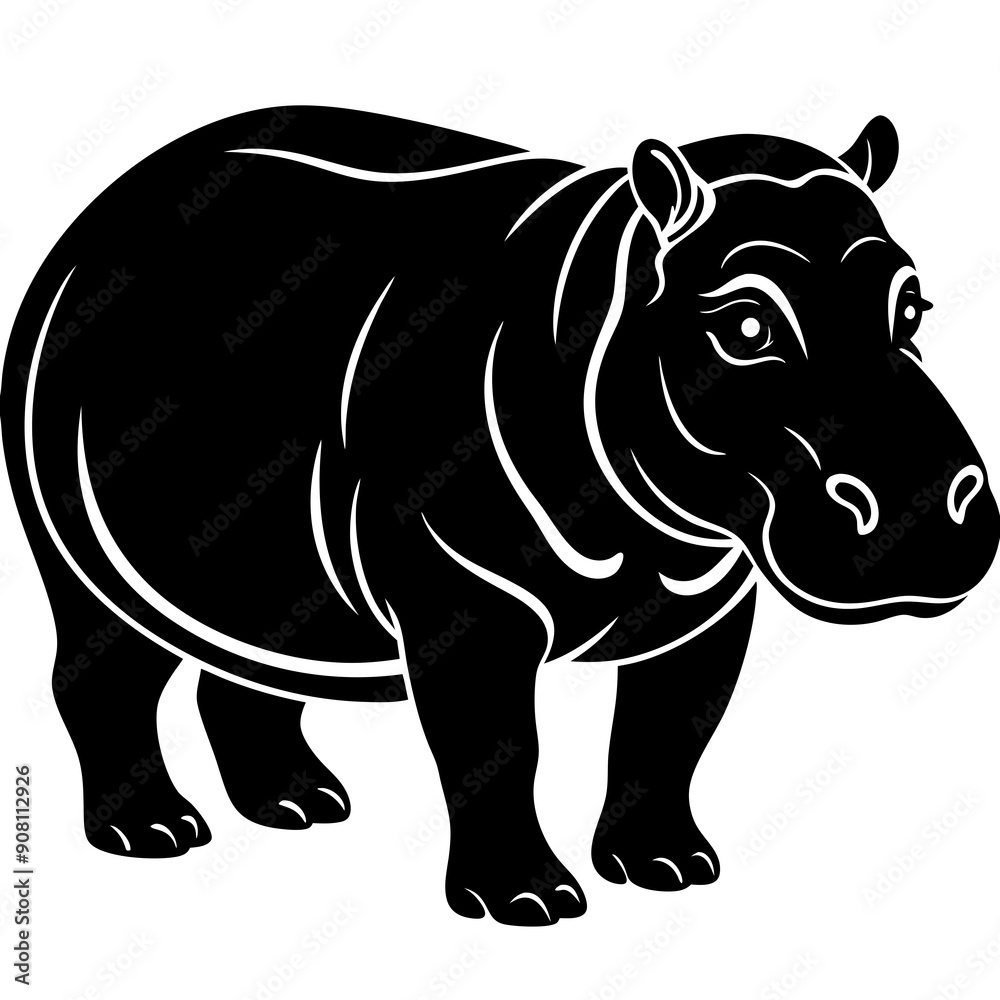 Hippopotamus silhouette vector art illustration Hippopotamus silhouette vector art illustration