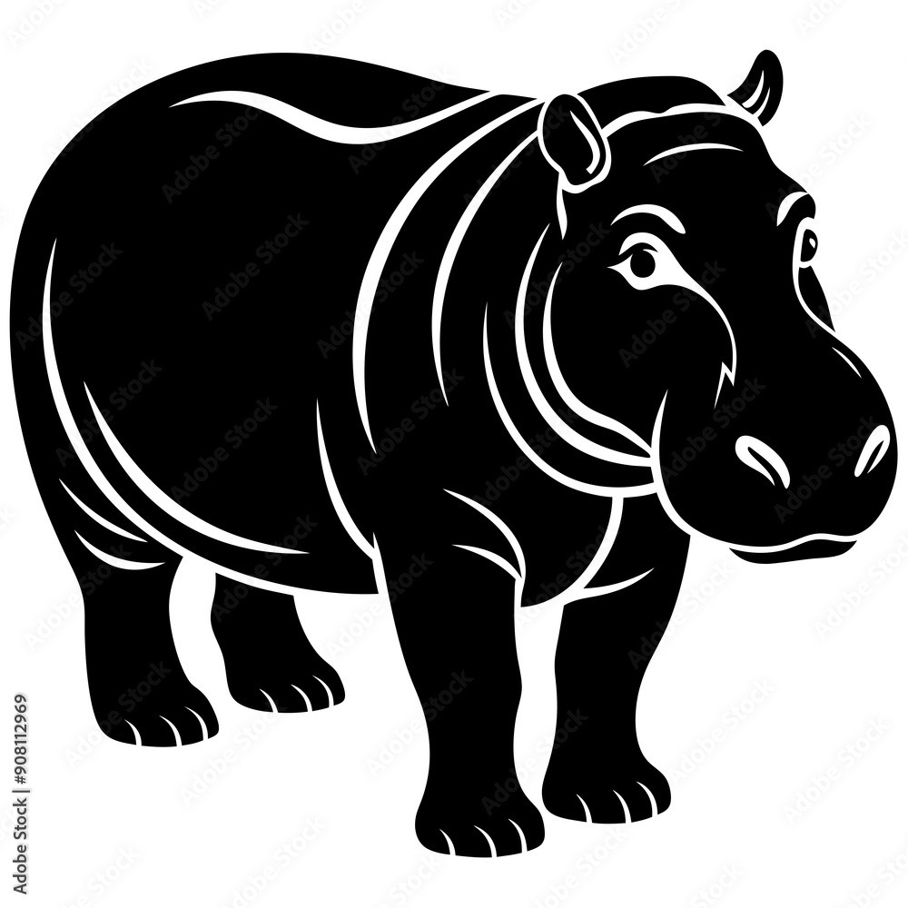 Hippopotamus silhouette vector art illustration Hippopotamus silhouette vector art illustration