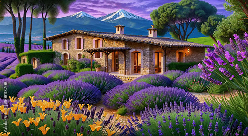 lavender field in the morning