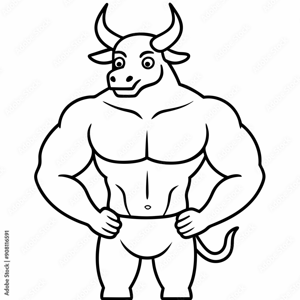 Body and a bull's head art vector illustration Body and a bull's head art vector illustration