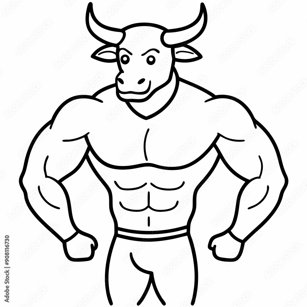 Body and a bull's head art vector illustration Body and a bull's head art vector illustration