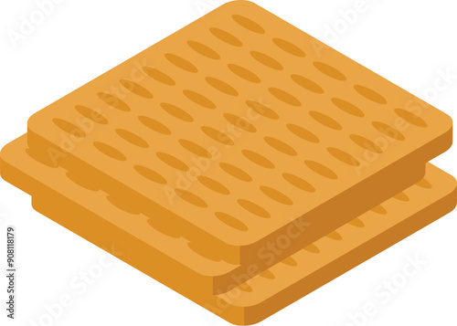Two square wafers lying on top of each other, ready to be eaten at snack time