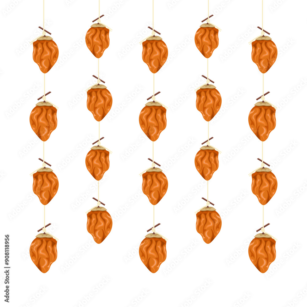 Obraz premium Dried persimmons (hoshigaki, gotgam) isolated in white background.